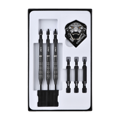 One80 Crocforce CF3 Steel Tip Darts 90% Tungsten — darts and accessories in the display tray
