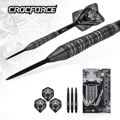 One80 Crocforce CF3 Steel Tip Darts 90% Tungsten — set contents and packaging
