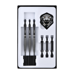 One80 Crocforce CF4 Steel Tip Darts 90% Tungsten — darts and accessories in the display tray