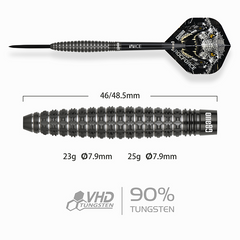 One80 Crocforce CF4 Steel Tip Darts 90% Tungsten — dart and barrel dimensions chart