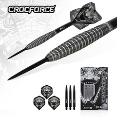 One80 Crocforce CF4 Steel Tip Darts 90% Tungsten — set contents and packaging