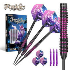 One80 Foxide F3 Steel Tip Darts 90% Tungsten — dart, barrel detail and packaging