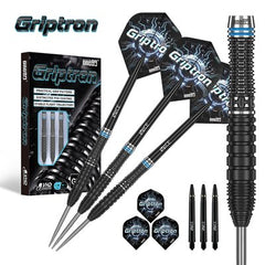 One80 Griptron GT2 Steel Tip Darts 90% Tungsten — dart, barrel detail and packaging