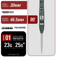 Target Japan Tan Phuay Wei PW G3 Steel Tip Darts 90% Tungsten — barrel specification chart