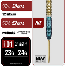 Target Japan Zenith G2.5 Steel Tip Darts 90% Tungsten — barrel specification chart