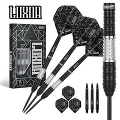 One80 Luxor II Eta Steel Tip Darts 90% Tungsten — dart, barrel detail and packaging