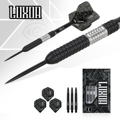 One80 Luxor II Iota Steel Tip Darts 90% Tungsten — set contents and packaging