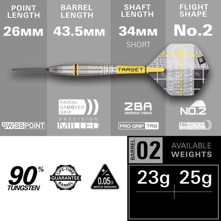 Scott Williams G2 Steel Tip Darts - 90% Tungsten