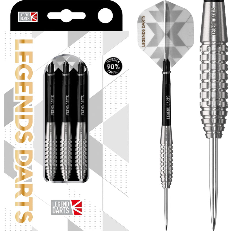 Legend Darts Bullet V9 Steel Tip Darts 90% Tungsten — dart, barrel detail and packaging