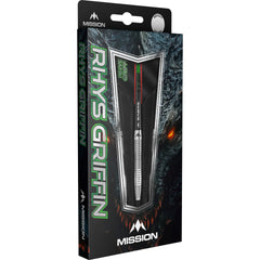 Mission Rhys Griffin Steel Tip Darts 95% Tungsten — retail packaging