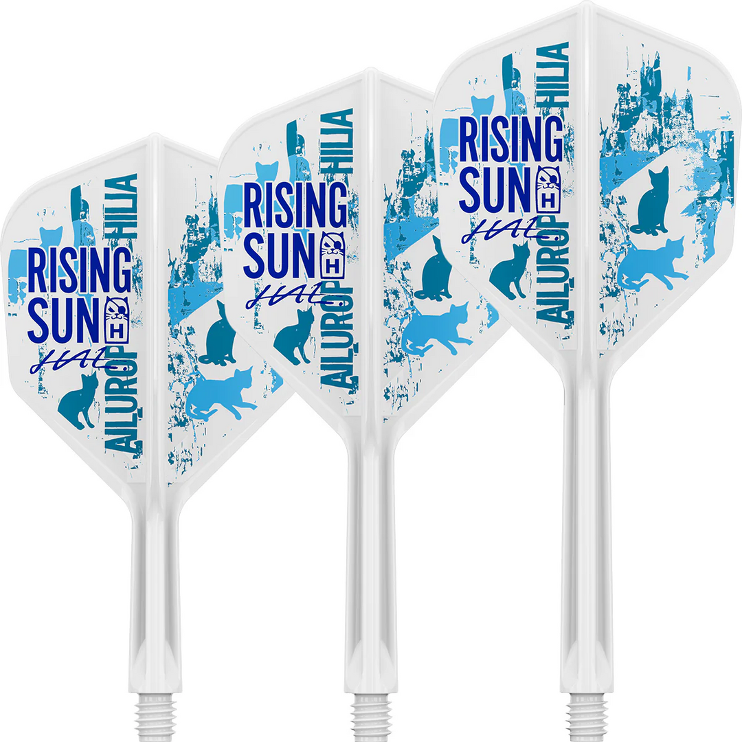 Target Haruki Muramatsu Rising Sun K-Flex — three white integrated flights and shafts with blue Rising Sun graphics