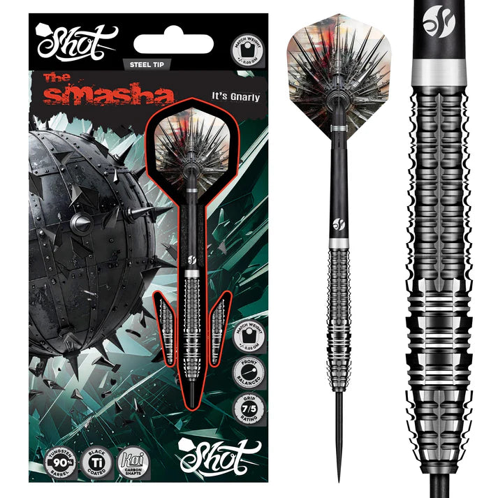 Shot Gnarly Smasha Steel Tip Darts - 90% Tungsten 24g
