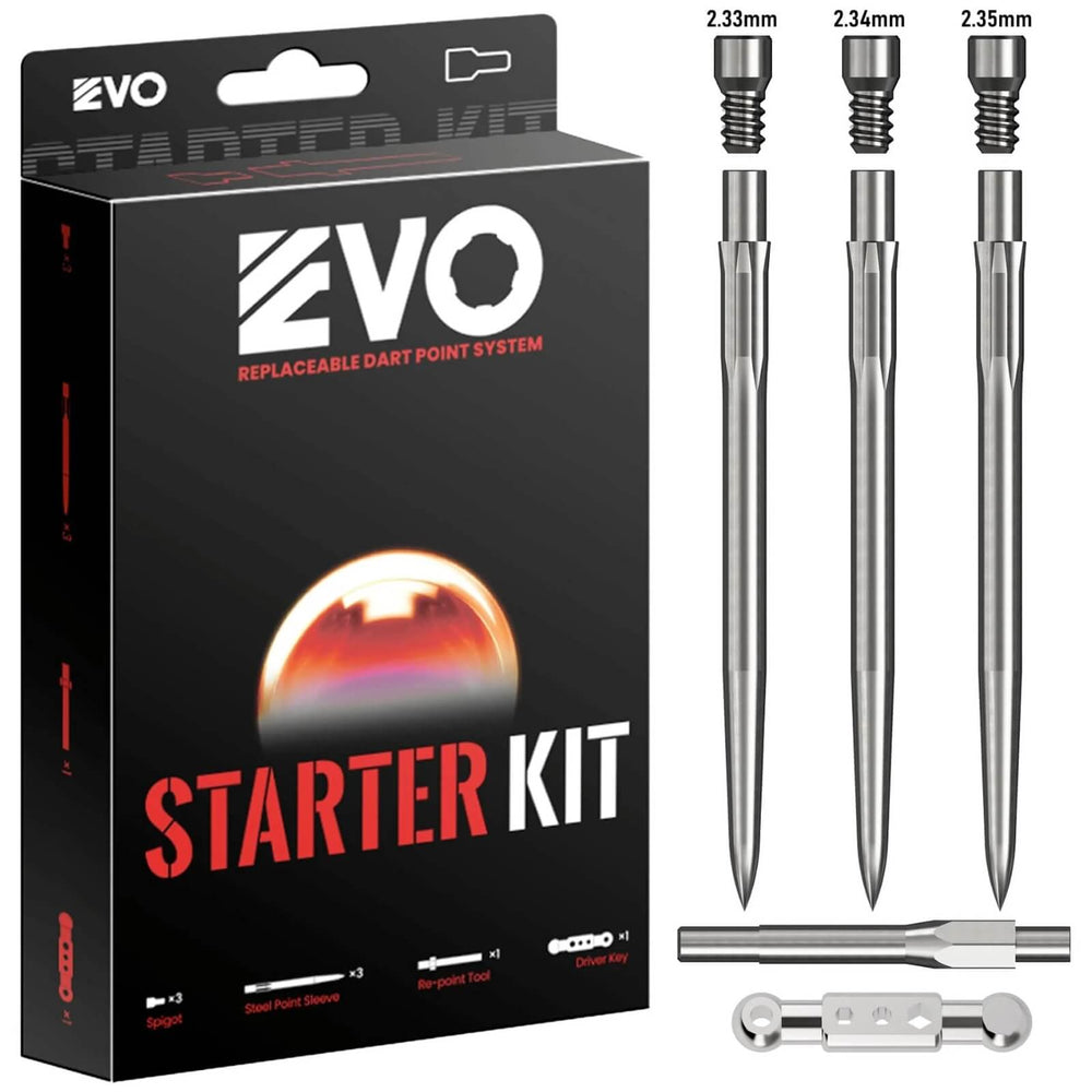 Caliburn Evo Dart Points Starter Kit — points, adapters, tool and packaging