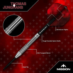 Mission Thomas Junghans Steel Tip Darts 90% Tungsten — dart features diagram