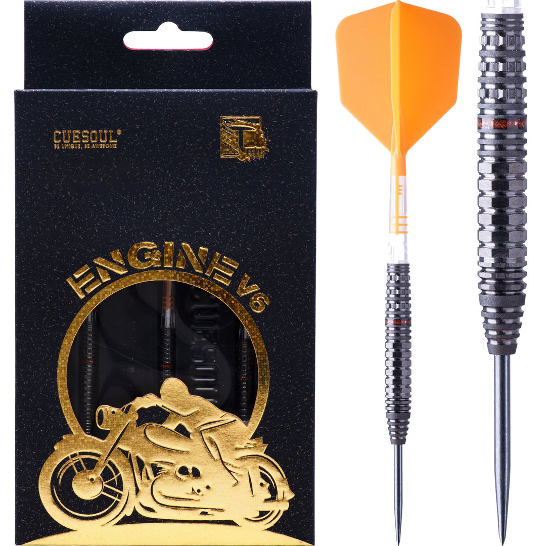 Cuesoul Engine V6 Steel Tip Darts 90% Tungsten — dart and packaging