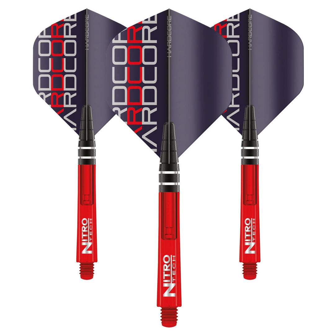 Red Dragon Snakebite Flight and Shaft Combo — three red flights and shafts