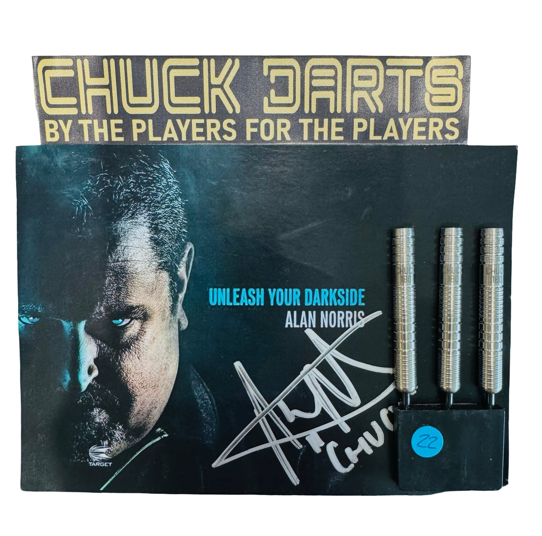 A180 A 180 Darts Alan Chuck Norris 90% Tungsten 22g Signed collectors Edition trade-in
