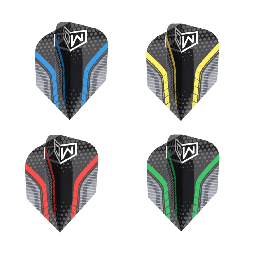 Avenger 01 Dart Flights - Standard No.6; all 4 original colour/design photographs shown upright against a white background. Supplied pack quantity is unchanged.