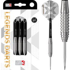 Legend Darts Bullet V9 Steel Tip Darts 90% Tungsten — dart, barrel detail and packaging