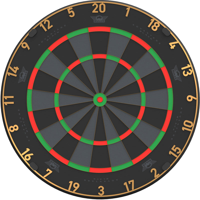Bulls Advantage Black Dartboard — dartboard, angled view