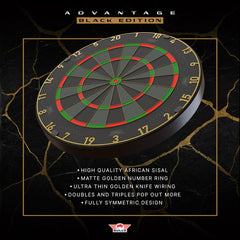 Bulls Advantage Black Dartboard — packaging, front view