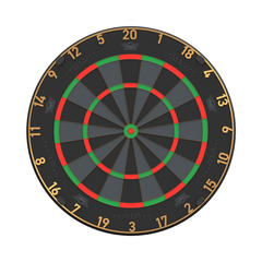 Bulls Advantage Black Dartboard; one complete genuine board face centred on white, with the actual numbering and scoring layout preserved.