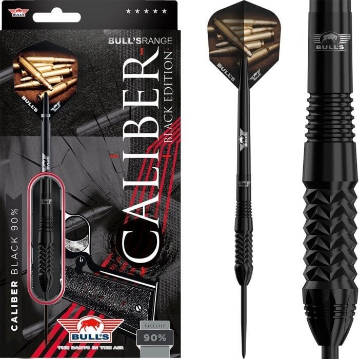 Bulls Caliber Black Steel Tip Darts - 90% Tungsten 24g