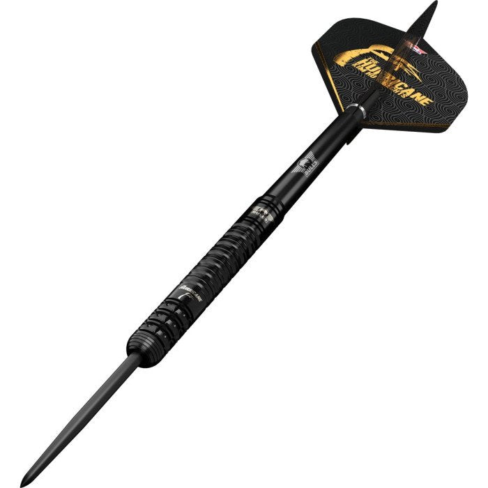 Bulls Kim Huybrechts Full Black Steel Tip Darts 90% Tungsten — assembled dart