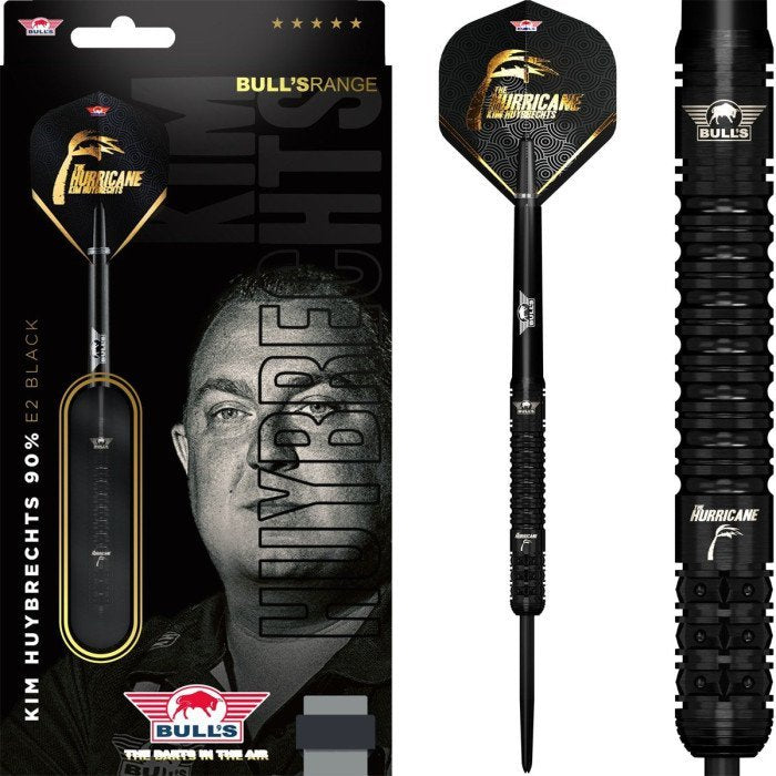 Bulls Kim Huybrechts Full Black Steel Tip Darts - 90% Tungsten 23g