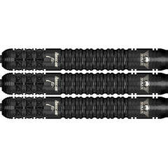 Bulls Kim Huybrechts Full Black Steel Tip Darts 90% Tungsten — three dart barrels
