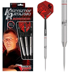 Bulls Krzysztof Ratajski Scoremaster Steel Tip Darts 80% — dart, barrel detail and packaging