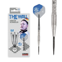 Bulls Martin Schindler G2 Steel Tip Darts 90% Tungsten — dart, barrel detail and packaging
