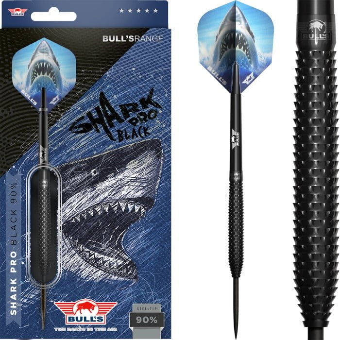 Bulls Shark Pro Black Steel Tip Darts - 90% Tungsten 24g