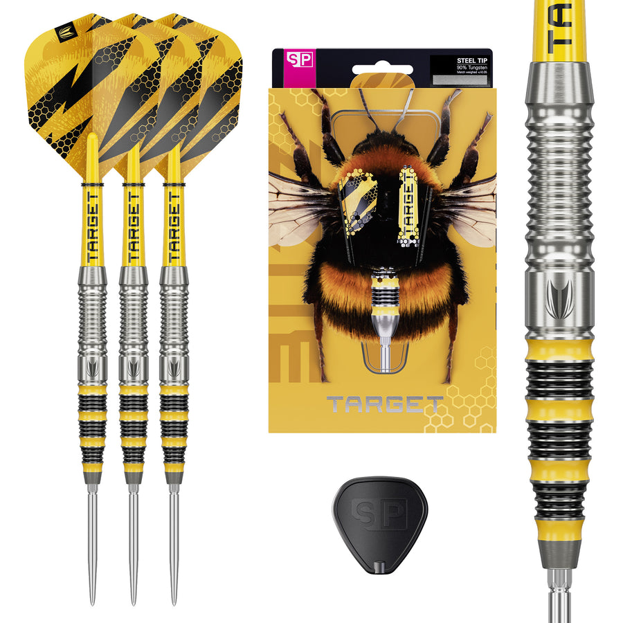 Buzz SP03 Steel Tip Darts - 90% Tungsten – set of three darts with packaging and Swiss Point key