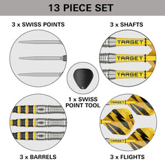 Buzz SP03 Steel Tip Darts - 90% Tungsten – included barrels, shafts, flights and points