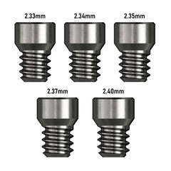 Caliburn Evo dart point spigots size guide for 2.34mm, 2.35mm, 2.37mm and 2.40mm fittings