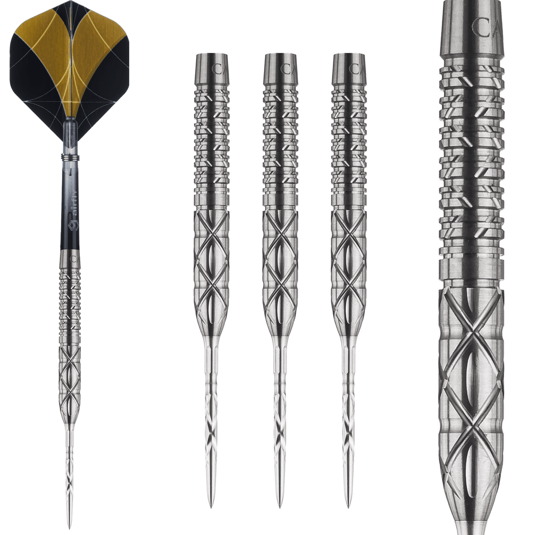 Caliburn Han G2 Steel Tip Darts 95% Tungsten — dart, barrels and grip detail