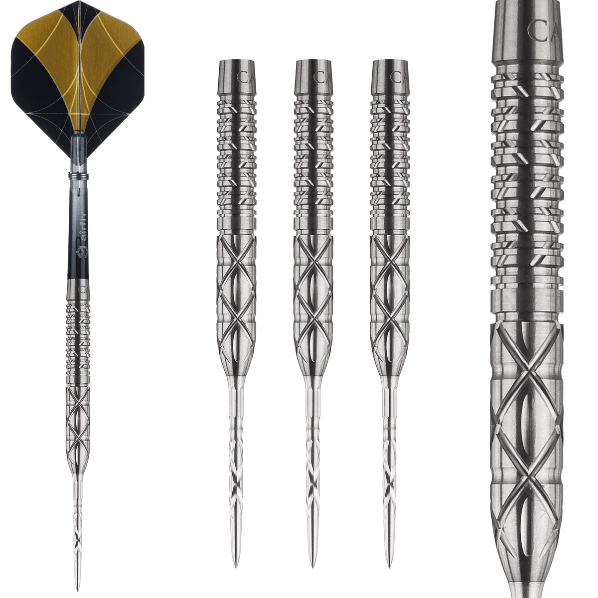 Han G2 Steel Tip Darts - 95% Tungsten — three barrel close-ups