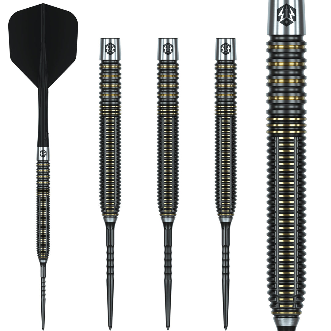 Caliburn V Series V2 Steel Tip Darts 95% Tungsten — dart, barrels and grip detail