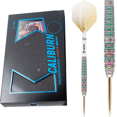 Caliburn Raine Rainbow Coating Steel Tip Darts 95% Tungsten — dart, barrel detail and packaging