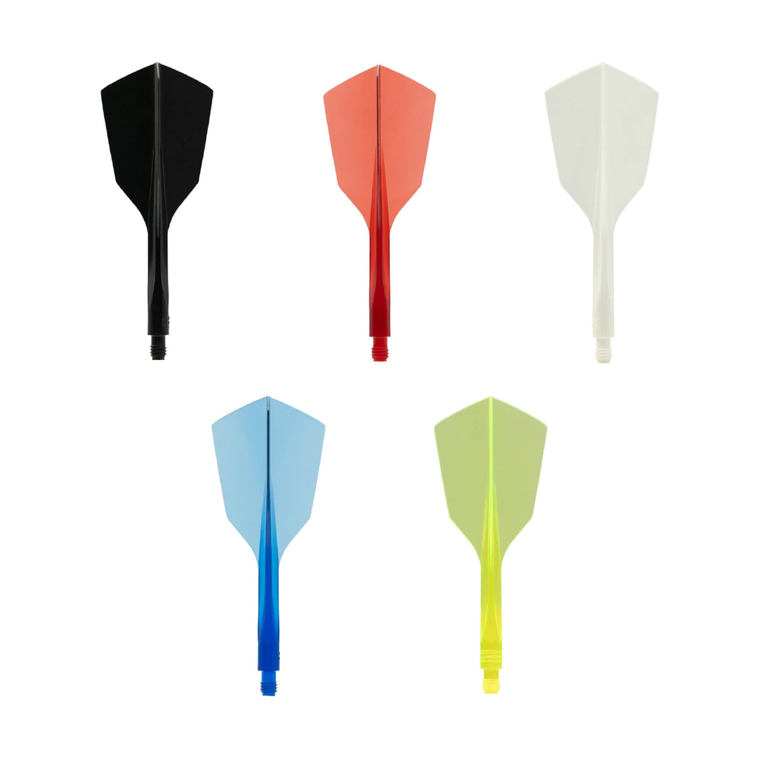 Condor AXE120 Narrow integrated flights and shafts; one of each offered colour shown on white. Colour options sold separately.