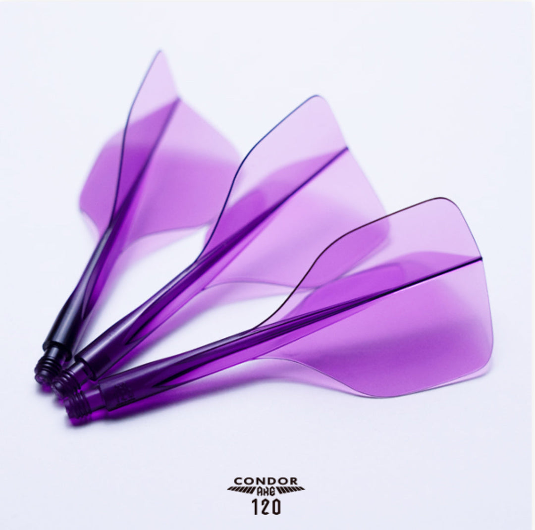 Condor Axe 120 Tri Dart Flights - Small Clear Purple / Short