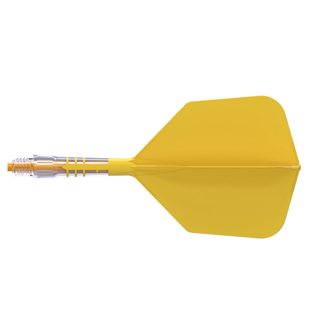 Cuesoul Big Wing Carbon Rost T19 Dart Flights — yellow integrated flight and shaft, side view