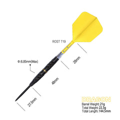 Cuesoul Chinese Zodiac Dragon Steel Tip Darts 90% Tungsten — dart and barrel dimensions chart