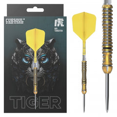 Cuesoul Chinese Zodiac Tiger Steel Tip Darts 90% Tungsten — dart, barrel detail and packaging