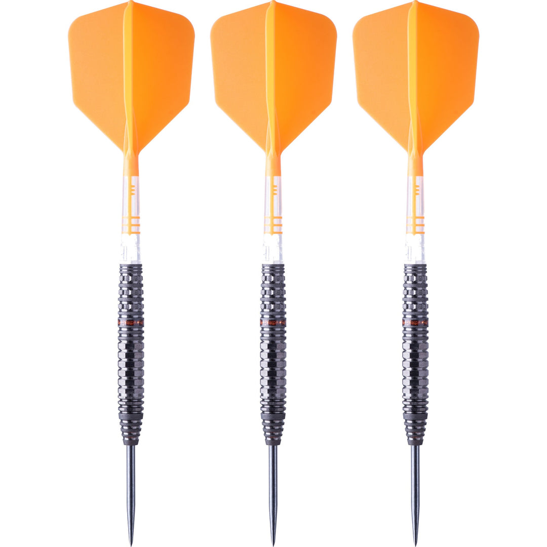 Cuesoul Engine V6 Steel Tip Darts 90% Tungsten — three assembled darts