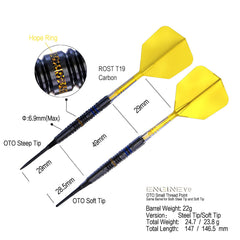 Cuesoul Engine V9 22g 90% tungsten steel and soft tip dart dimensions