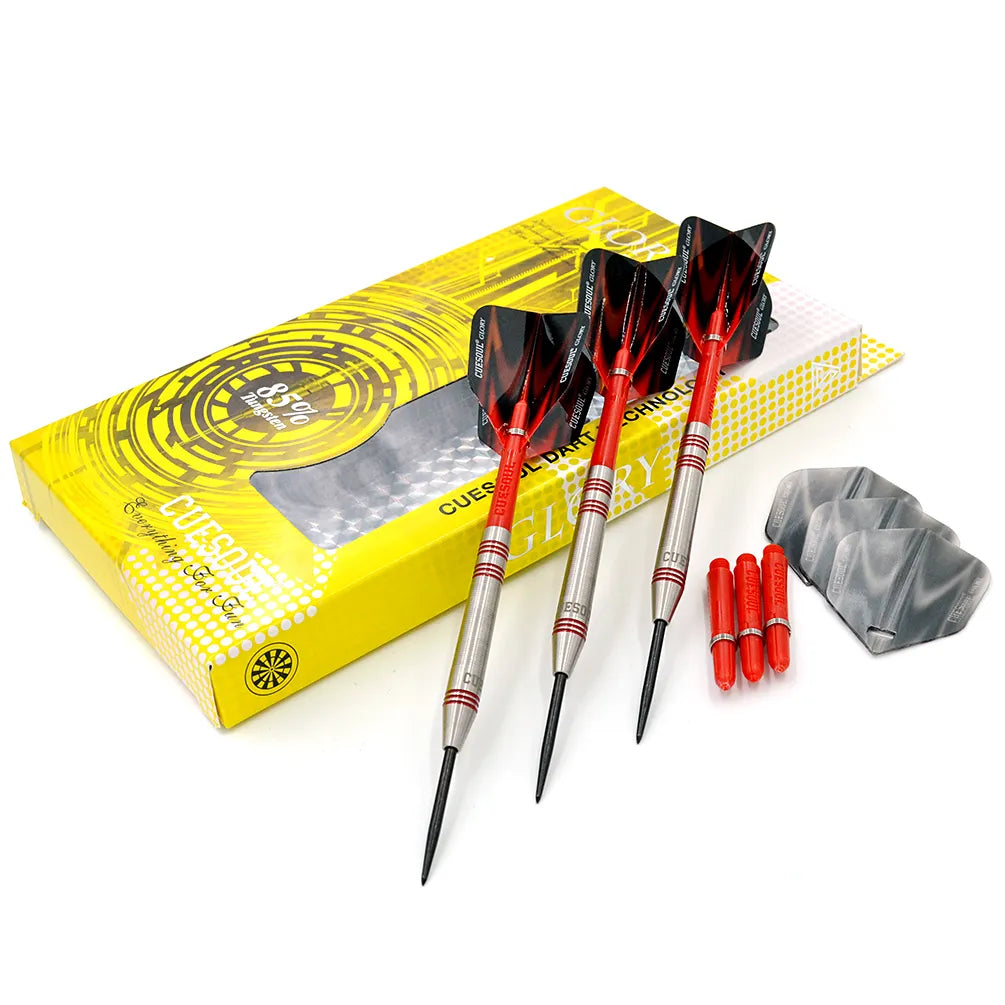 Cuesoul Glory Steel Tip Darts 85% Tungsten — set contents and packaging
