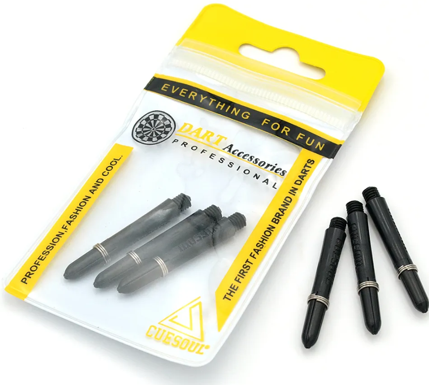 Cuesoul Polyethylene Dart Shafts — black shafts and packaging