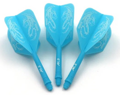 Cuesoul ROST AK5 Dart Shafts Big Wing — three blue flights and shafts